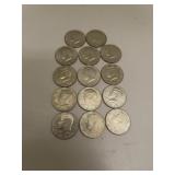 14 Kennedy Half Dollars - Oldest = 1971 & Newest