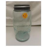 Antique Mason Light Blue Quart Jar (small chip
