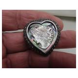 925 Silver Brooch Pin = Heart