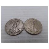 1934D & 1945D Silver Walking Liberty Half Dollars
