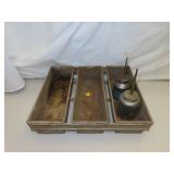 Vintage Nuts & Bolts Pans + 2 Oil Cans