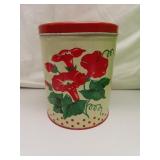 Vintage Tin Canister Filled with Advertising Match