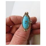 Silver & Turquoise Ring Size 7.75 (unsigned)