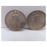 1939 D & 1942 Silver Walking Liberty Half Dollars