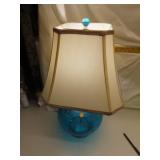 NO SHIPPING - Blue Glass Table Lamp = 25"