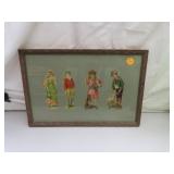 4 Antique Die Cut Kids - Framed = 13&1/2" x 9"
