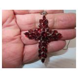 Large Sterling Silver Sri Lanka Garnet Cross