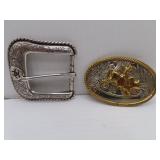 2 Western Belt Buckles - 1= German Silver & 1 =