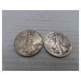 1939D & 1942D Silver Walking Liberty Half Dollars