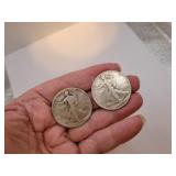 1943 & 1945 Silver Walking Liberty Half Dollars