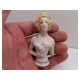 Vintage 3" Porcelain Lady Pin Cushion Topper