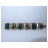 NICE Silver & Jade Bracelet Hecho en Mexico 7"