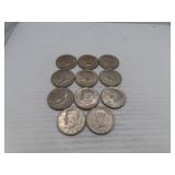 11 Kennedy Half Dollars = 1971 - 4/1971D - 1972 -