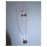 925 Silver Earrings & 925 Petite Elephant Necklace
