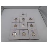 10 Silver Mercury Dimes = 1917 - 1928 - 1936 -