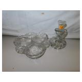 2 Piece Vintage Glass - 1= Divided Dish (7&1/2" x