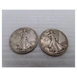 1939S & 1945 Silver Walking Liberty Half Dollars