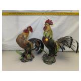 2 Roosters (Decor) 15&1/4" and 13" (Metal Tail