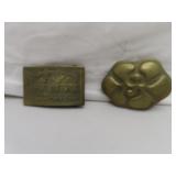 2 Vintage Brass Belt Buckles - 1= Colorado State