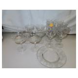 10 Stemmed Goblets with Etched Grapes (6&1/2"