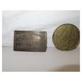 2 Vintage Brass Belt Buckles - 1 = Colorado State