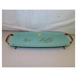 Mid-Century Turquoise Enameled Tray = 15" x 6&3/8"