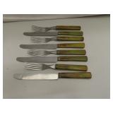 Set of 8 Vintage Bakelite Handled Forks & Knives