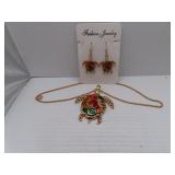 Turtle Necklace & Earrings Set
