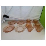 Vintage 14 Piece Pink Depression Glass 'Cherry