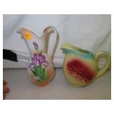 2 Vintage Porcelain Pitchers = 8&1/4' and 6'