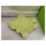 Large Vintage Ceramic Leaf Candy Dish = 13&1/2' x