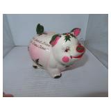 1960's Porcelain Piggy (Christmas Savings) Bank -