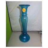 Vintage Blue Iridescent Vase 9&3/4'