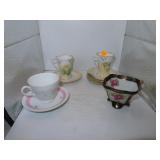 4 Antique Porcelain Cups & Saucers