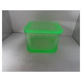 Vintage Green Depression Glass Refrigerator Jar