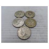 5 (40%) Silver Kennedy Half Dollars - All=1968D