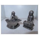 2 Vintage Micheal Ricker Pewter Figurines = 3&1/2'
