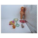 Lot of Vintage Dolls & Baby Rattle