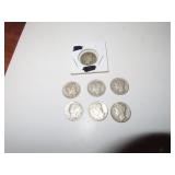 7 Silver Dimes - 1939D - 1942 - 1943 - 3/1945 PLUS