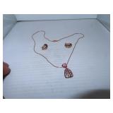 Beautiful Pink Opal Necklace & Pierced Earrings