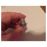 Ornate Antique Sterling Silver Thimble Signed