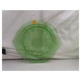 Vintage Green Cameo Depression Glass Cake Plate