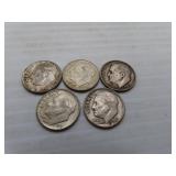 5 Silver Dimes = 1951 - 1959D - 1961D - 1962D -