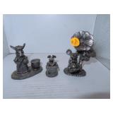 3 Michael Ricker Pewter (Rabbit & Mouse) Figurines
