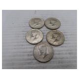 5 (40%) Silver Kennedy Half Dollars - All = 1969D
