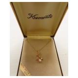 Vintage Krementz Fresh Water Pearl & Genuine Ruby