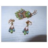 Vintage Brooch Pin & Clip Earrings Set