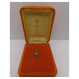 Vintage 12KGF Light Green Stone - Pendant & Chain