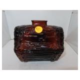 Vintage Glass Treasure Chest Bank = 5&1/2" x 5"