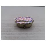 Small Vintage Abalone Shell Pill Box = 1"x1&3/8"